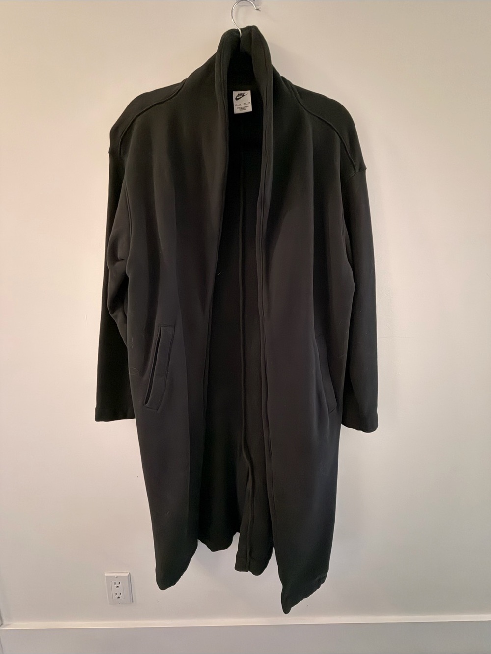 Nike Women's Black Open-Front Long Trench Coat